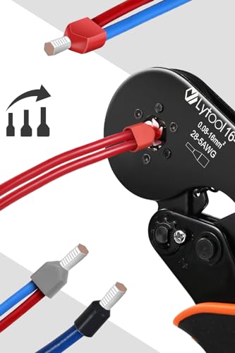 Lytool Ferrule Crimping Tool Kit, Hex Ratchet 28-5AWG & 1200 Wire Ferrules Hex Wire Crimping Pliers + 1200 Wire Ferrules