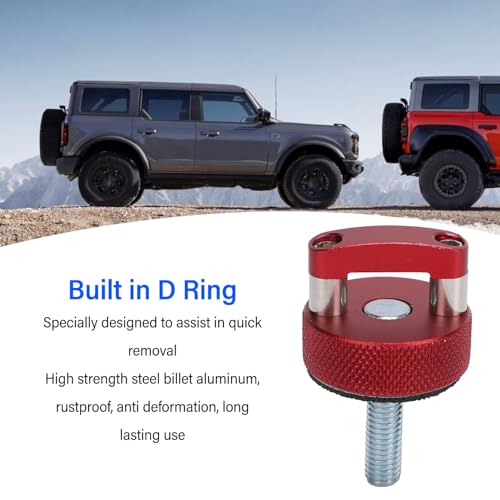 8PCS Quick Removal Fastener Thumb ew D Ring Combo, Hard Top Bolts with M8 1.25 Thread, Stainless Steel Billet Aluminum Construction, Suitable for Bronco 2dr 4dr (Red)
