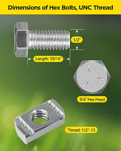 Strut Channel Nut and Bolt - 1/2" x 15/16" for 1-5/8" Strut Channel 16 Pack