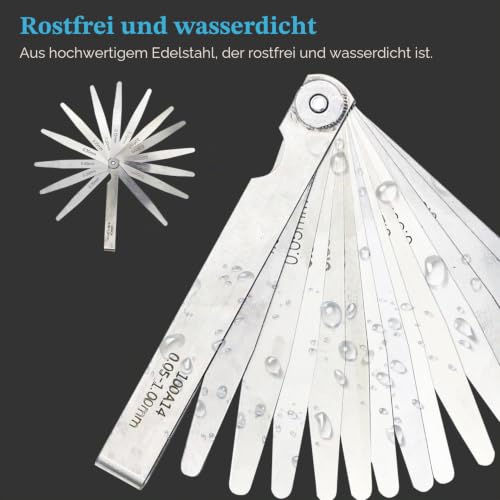 14 Blades Feeler Gauges 0.05-1mm Stainless Steel Feeler Gauge Valve Game | 0.05-1mm Metric Probe Blade Gauge Tool for Measuring Gap Guitars, Spark Plugs, Piston Measurement 1PC