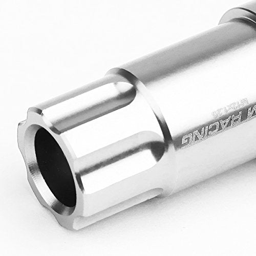 DNA MOTORING LN-ZTL-9024-125-SL Silver Open End Style M12 x 1.25 Wheel Lug Nuts w/Lock Key, 25mm OD/ 50mm Height, 20 Pack