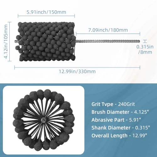 Cylinder Honing Ball Brushes, 4.125" (105mm) Diameter 240 Grit Cylinder Hone Tool, Ball Style Engine Cylinder Hone for Deburring & Crosshatch Finish, Engine Rebuilding on Cast Iron 5.91 inch