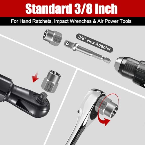 Bolt Extractor Set, 21PCS Easy Out Bolt Extractor Kit, 3/8" Drive Impact Stripped Bolt Remover Extractor Socket Set Tool for Rusted, Rounded, Damaged Nuts