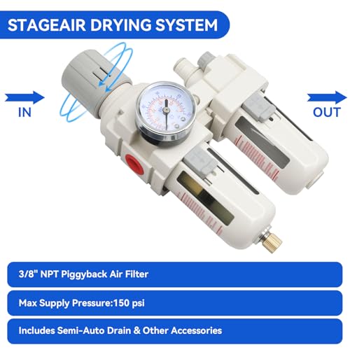 3/8"-Air-Dryer-for-Compressor Semi-Auto Drain 0-150PSI 3/8"-NPT