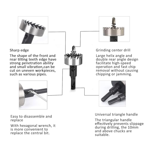 TOGU 1-1/10" (28mm) Heat Treated High Speed Steel Drill Bit Spiral Screw Thread Taps Countersink,5 Packs 28 mm 5
