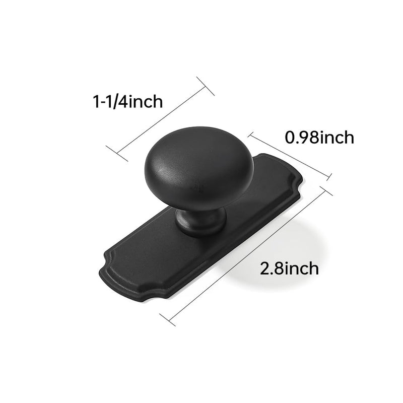 khtumeware 10 Pack 1-1/4 inch Backplate for Cabinet Knobs Matte Black Drawer Knobs Cabinet Hardware Vintage Aged with Backplate 10-Pack