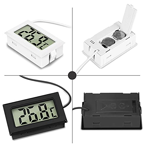 Thlevel Mini LCD Digital Thermometer Temperature / Humidity Tester Hygrometer | for fridge freezer aquarium Black+white