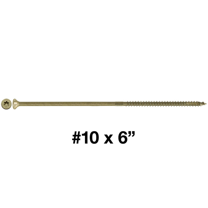 Jake Sales #10 x 6 Bronze Coated Multipurpose Wood Screw Torx/Star Drive Flat Head (1 Pound - 32 Approx. Screw Count) Exterior Coated - ACQ Compatible Wood Screws #10 6-COATED-WOOD-SCREWS-1 POUND