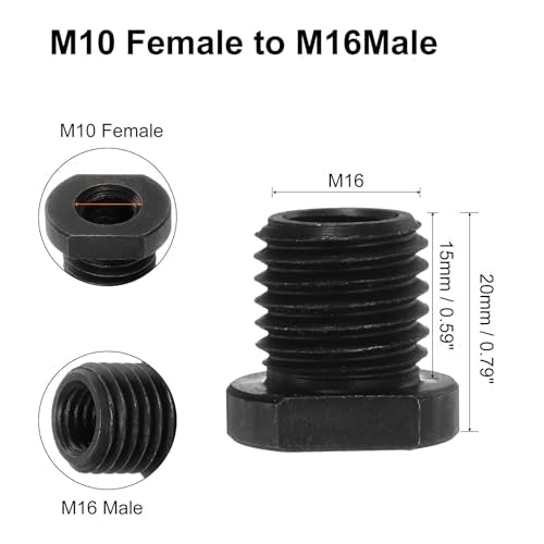 QUARKZMAN M10 Female to M16 Male Adapter Polisher Adapter Connection Rotary Tool Attachment Thread Adapter Conversion Tool for Diamond Core Drill Polishing Wheel Black | Connection Rotary Tool Attachment Thread Adapter Conversion Tool, For Diamond...