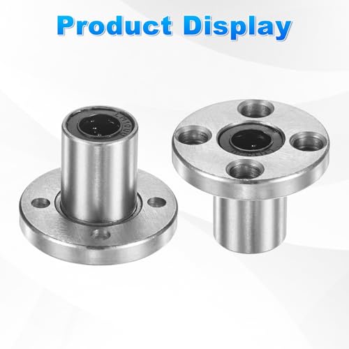 PATIKIL LMK10UU Linear Ball Bearings 10mm Bore Dia 19mm OD 29mm Long 4.5mm Hole, 4Pcs Round Flange Linear Motion Bushing Double Side Rubber Sealed Rod Liner Shaft for Machine 3D Printer