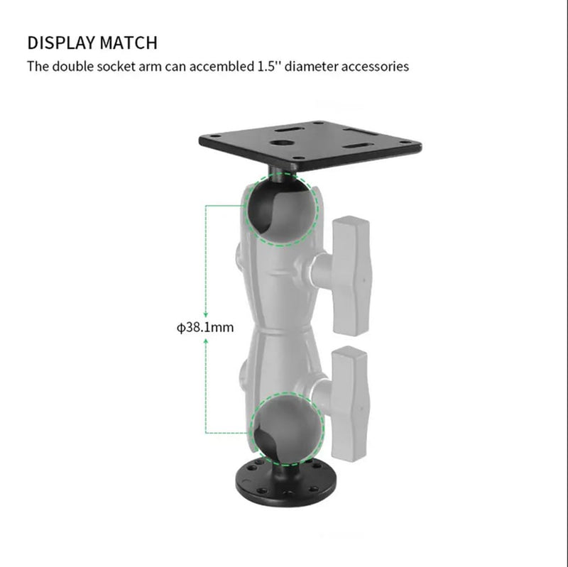 Strg Double Socket Swivel Arm for 1.5 Inches/C Size / 38mm Ball Mounts Accessories, 6.4" Length Double Socket Arm Powerful Clamp Compatible with RAM Mount, iBolt and More 1.5" Ball + 6.4" Long