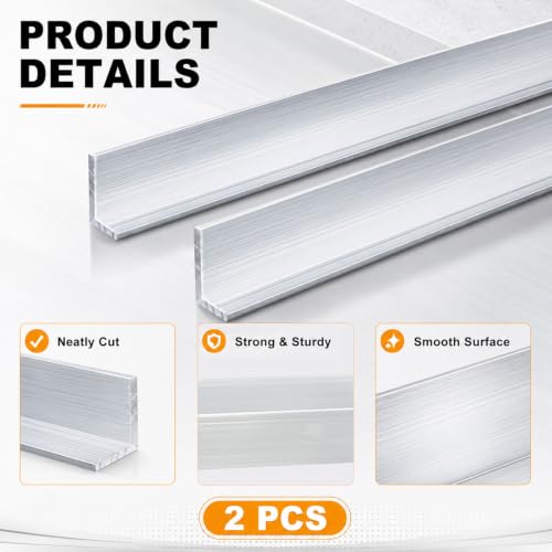 2 PCS Aluminum Angle, 48" Long X 1" Wide X 1/8" Thick, 6063 Aluminum Stock Corner Guard for Framing, Railing & DIY Projects