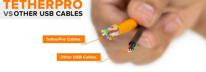 Tether Tools TetherPro USB 2.0 to Mini-B 8-Pin Cable | for Fast Transfer Between Camera and Computer | High Visibility Orange | 15 Feet (4.6 m) 15 Feet (4.6 m) 1