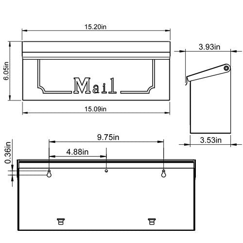Gibraltar Mailboxes Townhouse Small Capacity Galvanized Steel Black, Wall-Mount Mailbox, THHB0001
