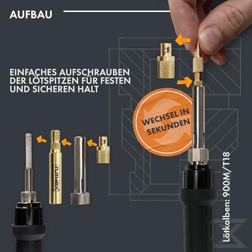 ruthex 7x Soldering Tips/Melting Aid Set - Soldering Iron Tips for ruthex Thread Inserts M2 / M2.5 / M3 / M4 / M5 / M6 / M8 - #2-56/ #4-40/ #6-32/ #8-32/ #10-24/1/4 Inch with Soldering Iron Adapter 900M/T 18
