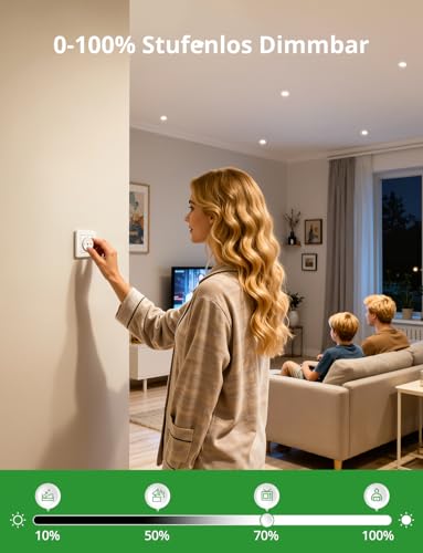 HOMEOW Set of 20 LED Recessed Spotlights 230V Dimmable Spotlights 68mm - 80mm Hole Size | IP44 Ceiling Spotlights 5W 400LM Warm White 2700K Neutral White 4000K Cool White 6000K 24mm Flat Recessed Lights for Bathroom White 20-Piece Set