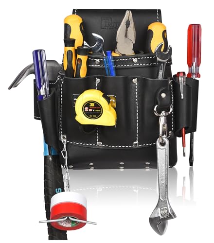 Grain Leather Electrician Tool Pouch with Work Belt | Carpenter Tool Pouch | Electric Tool Bag | Tool Belts