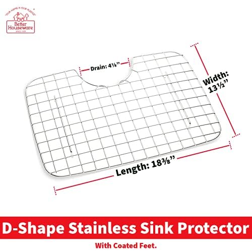 Better Houseware D-Shape Sink Protector Grid - Premium Stainless Steel (4.05 x 0.50 x 7)