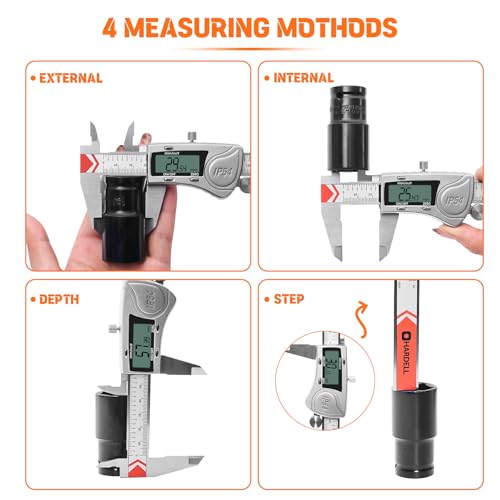 HARDELL Digital Caliper 12 Inch, All Metal Digital Caliper Measuring Tool with 3-Batteries & Extra Cover, IP54 Waterproof Heavy-Duty Vernier Caliper, Inch/MM/Fraction, Auto-Off for DIY/3D-Printing