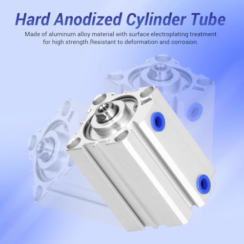 SDA32X25 Thin Air Cylinder, 32mm Bore x 25mm Stroke Dual Action Aluminum Alloy, 1/8 Port Small Pneumatic Cylinder for Industrial Automation SDA32*25