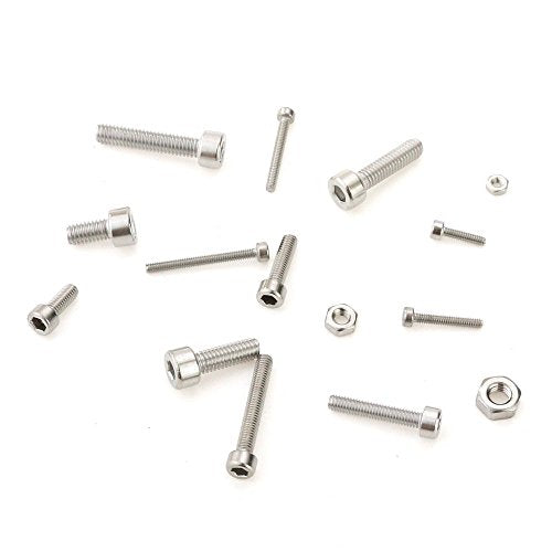 Hilitchi 420pcs M2 3 4 304 Stainless Steel Hex Socket Head Cap Screws Nuts Assortment Kit with Box (304 Stainless Steel)