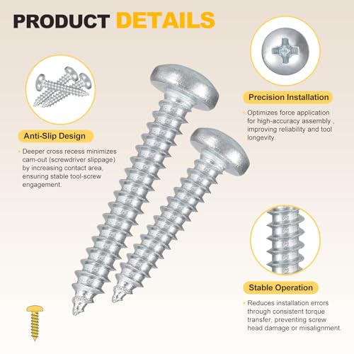 METALLIXITY Phillips Pan Head Self Tapping Screw #12x4 100Pcs #12x4" Silver 100