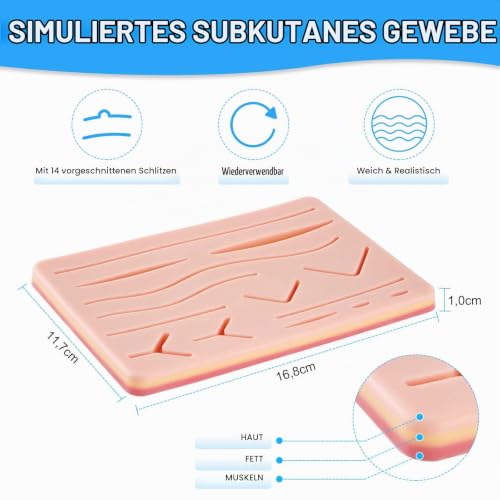 Surgical Suture Set Wound Suture Exercise Set 35 Pieces Suture Training Set Practice Sutures Sewing Kit Medicine 24 Wound Suture Thread for Medical Students Suture Practice Kit (Only for Education)