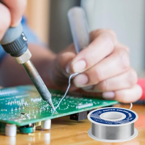 Solder with Flux, Soldering Wire 1 mm 100 g Lead-Free Solder with Rosin Core, Low Temperature Soldering Wire for Electronic Electric Soldering DIY and Repair
