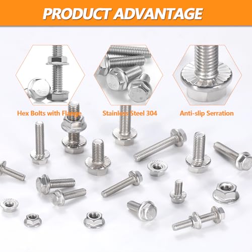 260 Pcs M5 M6 M8 Metric Flange Bolts Assortment, 16/20/25/30/40mm Screws M5/M6/M8 - 16/20/25/30/40mm