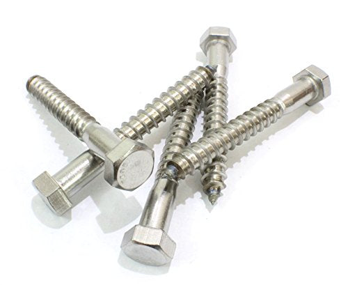 3/8" Stainless Flat Finish Washer 7/8" OD (100pc) and Hex Lag Bolt Screws by Bolt Dropper, 18-8 (304) Stainless Steel