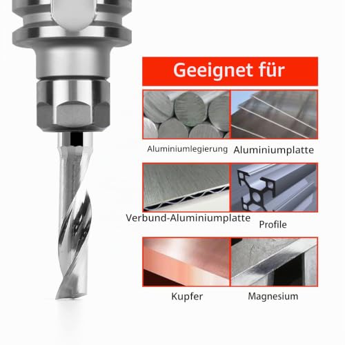EU_HOZLY 3.175x12mm Single Flute Milling Cutters for Aluminum CNC Tools Solid Carbide Pack of 5