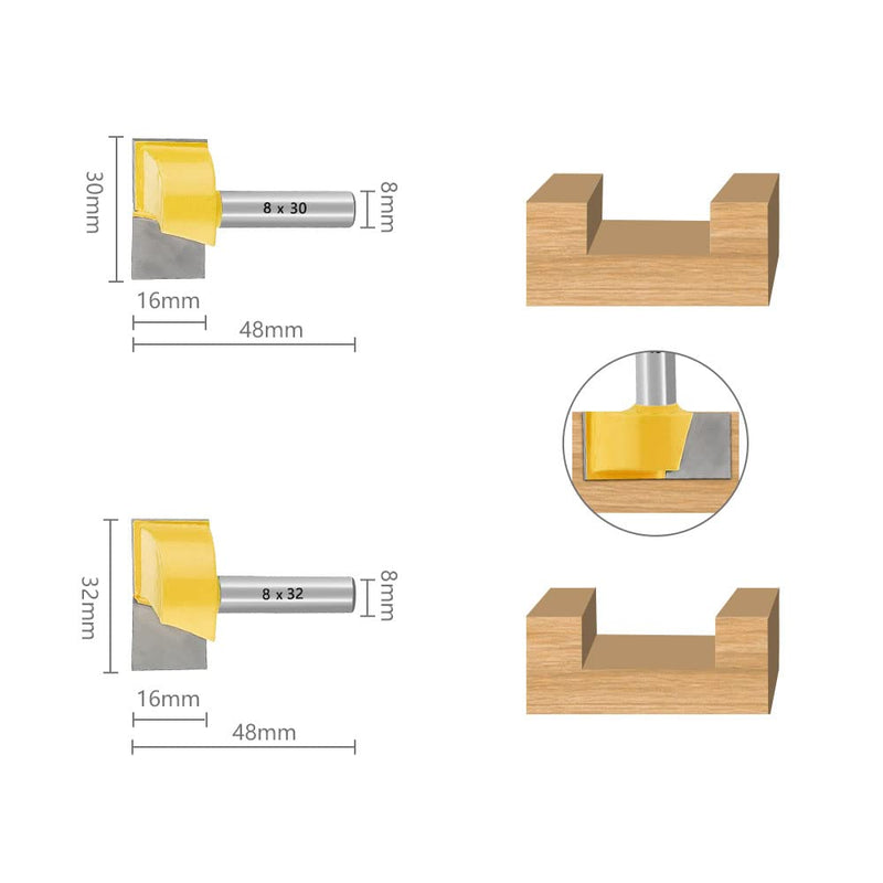 Groove cutter HM set 6 pieces. Diameter 8 mm shaft floor cleaning cutter 10/15/22/25/30/32 mm slot cutter wood cutter face cutter carbide basic cutting edge