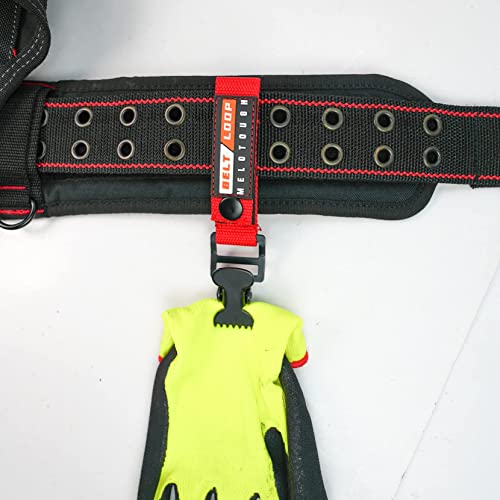 MELOTOUGH 1pcs Tool Belt Suspenders with Padded Foam Adjustable Shoulder Straps + 2pcs Work Glove Holder Glove Strap Quick Leash With Alligator Clip