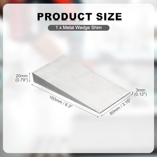 PATIKIL Metal Wedge, 6.3x3.2x0.8 Inch Carbon Steel Wedge Shims Triangle Flange Beveled Washers Strong Durable for Pipe Fitting Welding Tool Factory Lathe Machine Tool, Silver Tone 6.3x3.2x0.8" (LxWxT)