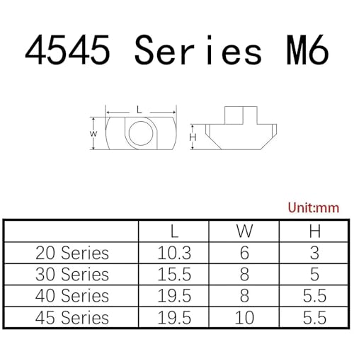 100 Pcs 4545 Series M6 T Nuts, T Slot Nut Hammer Head Fastener Nut, Nickel Plated Carbon Steel Nut for European Aluminum Profile,Drop in T Slot Nuts Assortment Kit(45-M6) 45-M6(100 Pcs）