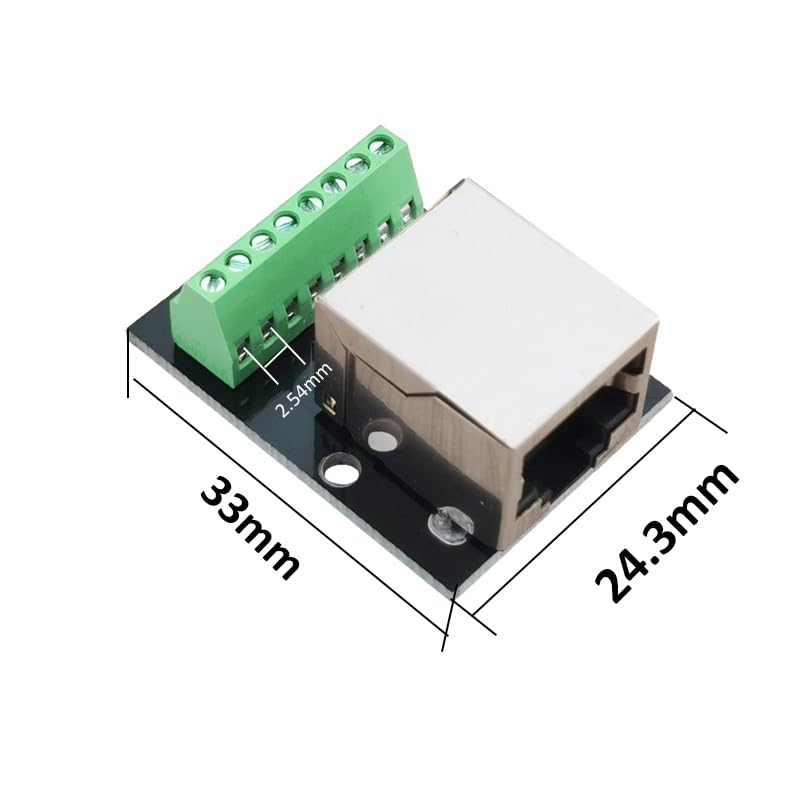 2PCS 2.54mm RJ45 Breakout Board, RJ45 Ethernet Single Female Connector, Network Port Adapter Terminal Block