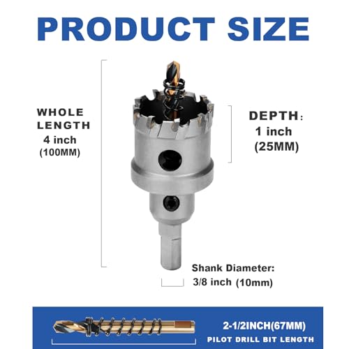 6.5 ” (165mm) Tungsten Carbide Tip Hole Saw,Hole Saw with M2 Pilot bits 6.5 ” (165mm)