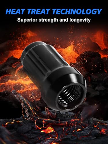 20pcs 1/2"-20 Black 6 Spline Lug Nuts Compatible with Jeep Ford 12.7 mm x 1.27 mm