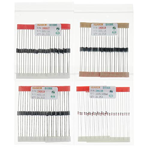 12 Values 300 Pieces Rectifier Diode 1N4001 1N4002 1N4004 1N4005 1N4007 1N5404 1N5406 1N5408 Schottky Diode 1N5817 1N5818 1 1 N5819n5Switching Diode 1N4148 Classification Kit