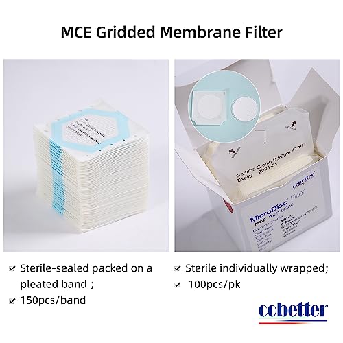 1 pcs/Pack Filter Holder Polypropylene Reusable + 100 Pack MCE Gridded Membrane Filter Sterile