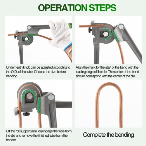 Super Stars 3-in-1 Tubing Bender for 1/4 Inch, 3/8 Inch, and 1/2 Inch Outer Diameter Copper and Aluminum Tubes, 180 Degree HVAC Pipe Bending Tool for AC Repair 1/4", 3/8", 1/2"