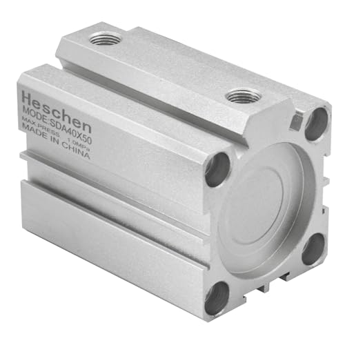 Heschen Pneumatic Compact Aluminum Air Cylinder SDA 40-50 Bore: 40mm Stroke 50mm 1/8 PT Port Size Double Acting (50mm Stroke) 50mm Stroke