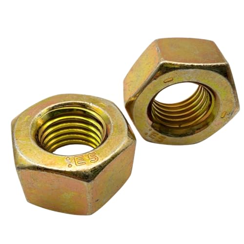 3/4"-10 Heavy Hex Nuts (10 Pack) – Grade 5 Nuts Coarse Thread for Machinery, Automotive & Construction – Heavy-Duty Fasteners Yellow Zinc SAE J995 0.75" Heavy Hex Nut – 10 Pack
