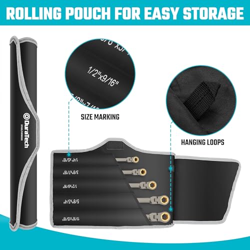 DURATECH Extra Long Anti-Slip Flex-Head Ratcheting Wrench Set, 5-Piece, SAE