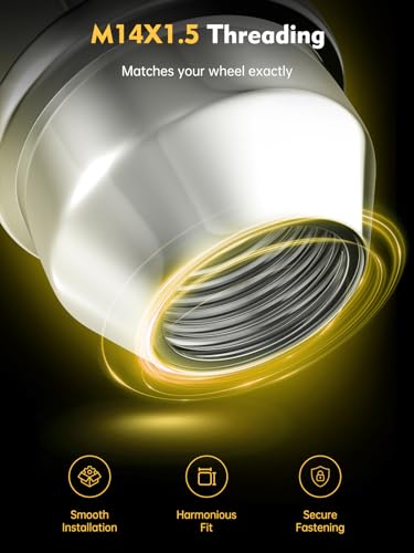 MIKKUPPA M14x1.5 OEM Lug Nuts, Chrome 20PCS Tire Nuts 20PCS - For Ford Mustang/Explorer/Edge Silver