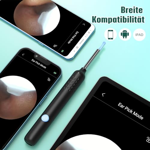 Earwax Remover Otoscope, LMECHN 1080P Ear Cleaner with 6 LEDs, Wifi Ear Cleaner with 6-Axis Gyroscope, IP67 Waterproof Ear Cleaning for iPhone, Android, iPad, Black