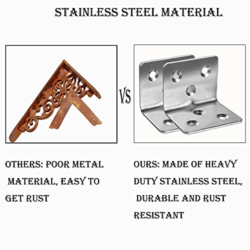 80Pcs 1.2”x1.2”Stainless Steel Corner Bracket 1.5”Wide Small Angle Bracket 80PCS Silver