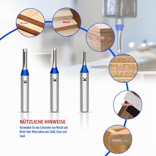 ASNOMY 3 mm Groove Cutter 8 mm Shank, Carbide Cutter Router Bits, Straight Wood Cutter Router Bit Set, Milling Tool for Woodworking 1 Stück--8xØ3x12mm