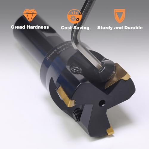 3/4" Shank Indexable End Mill, 1" Cutting Diameter with 2 Pcs Replaceable Carbide Inserts 1 in