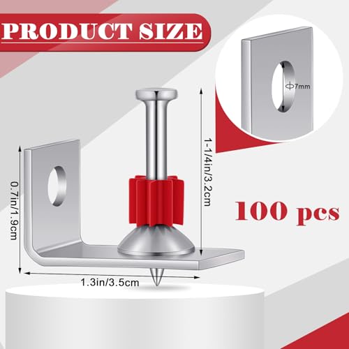 MorningRo 100 Pcs Powder Actuated Drive Pins 1-1/4" 90 Degree Ceiling Clip